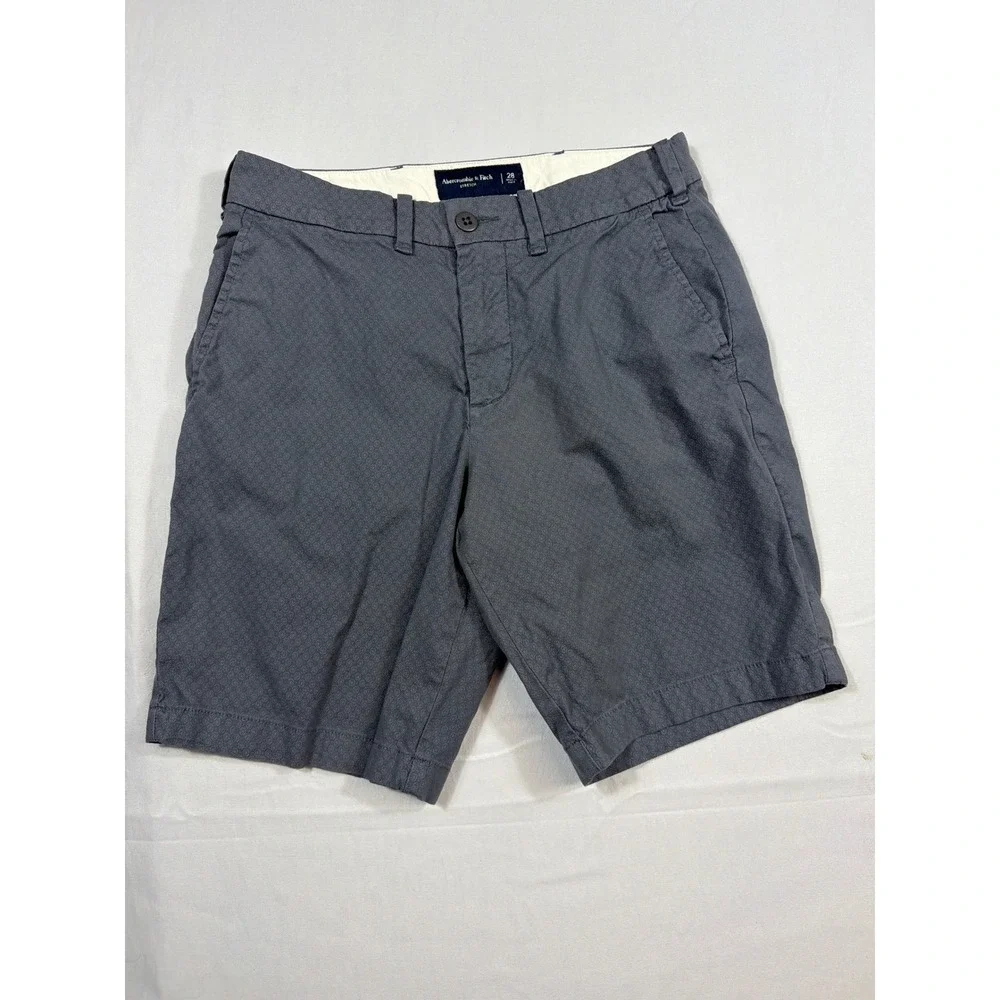 Abercrombie & Fitch Mens Gray Geometric Micro Print Stretch Shorts Size 28